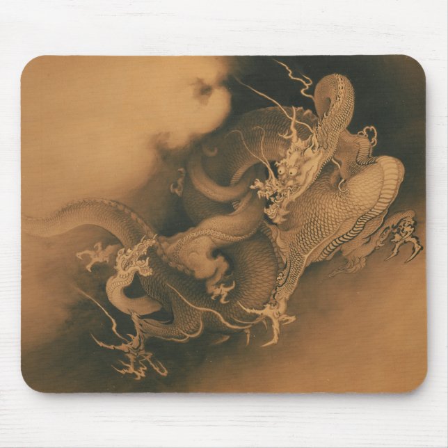 Mousepad Dois dragões no vintage das nuvens (Frente)