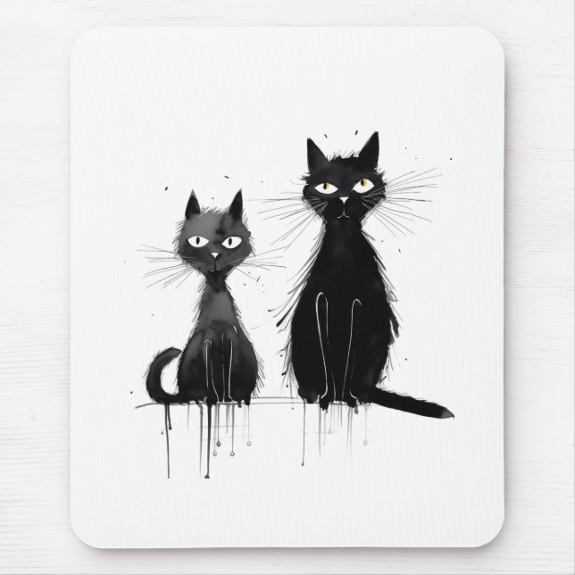 Mousepad Dois Gatos Pretos (Frente)