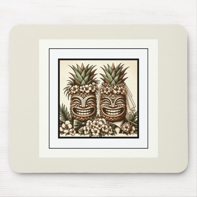 Mousepad Dois Gay de Graus Pineapple Tiki Cabeça Retro Casa (Frente)