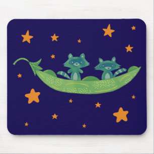 Mousepad Dois Guaxinins em uma Vagem Arte Folclórica Capr