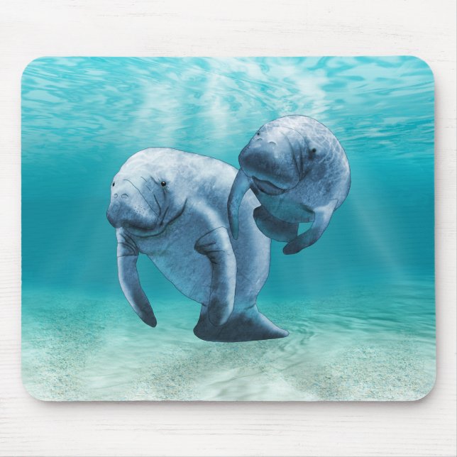 Mousepad Dois peixes-boi que nadam (Frente)