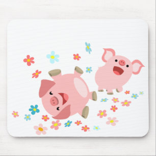 Mousepad Dois porcos bonitos de desenho no Primavera Mousep
