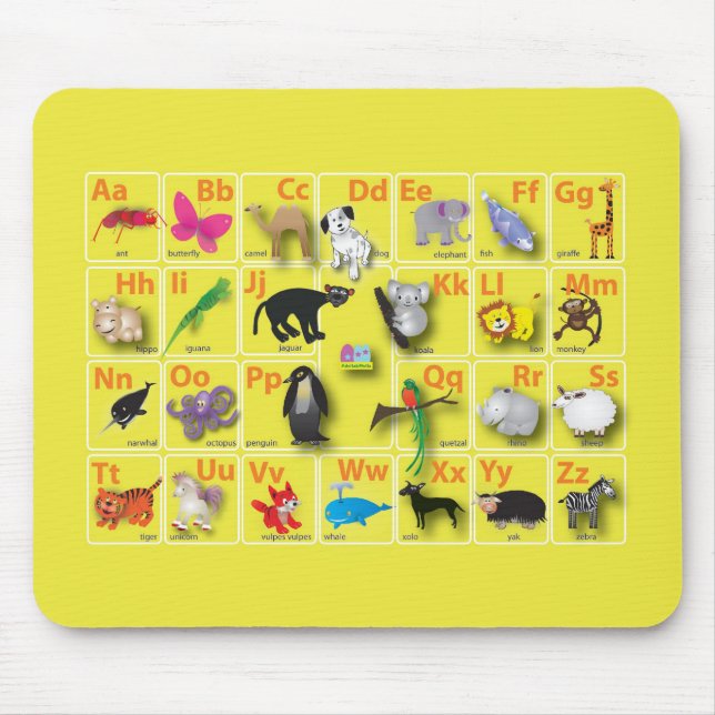 Mousepad Domínio animal em meu ABC (Frente)