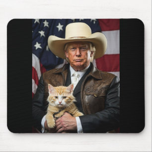 Mousepad Donald Trump Cat Shirt Cowboy American Flag Engraç