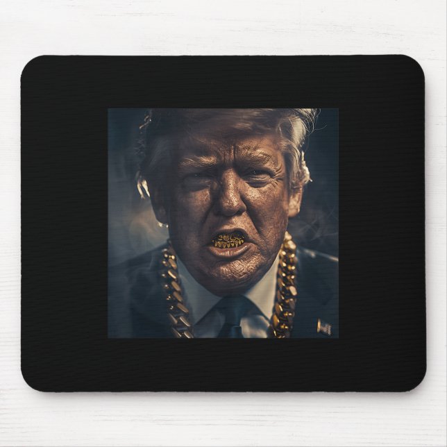 Mousepad Donald Trump Dourada Grillz (Frente)