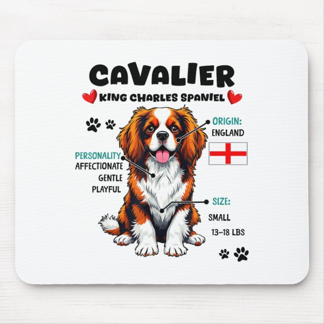 Mousepad Dono de Cavalier King Charles Spaniel Amor por Cac (Frente)