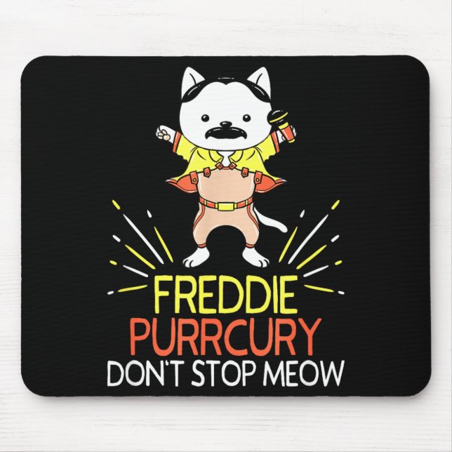 Mousepad Don't Stop Meow Die Purrcury Funny Cat Music Pun G (Frente)