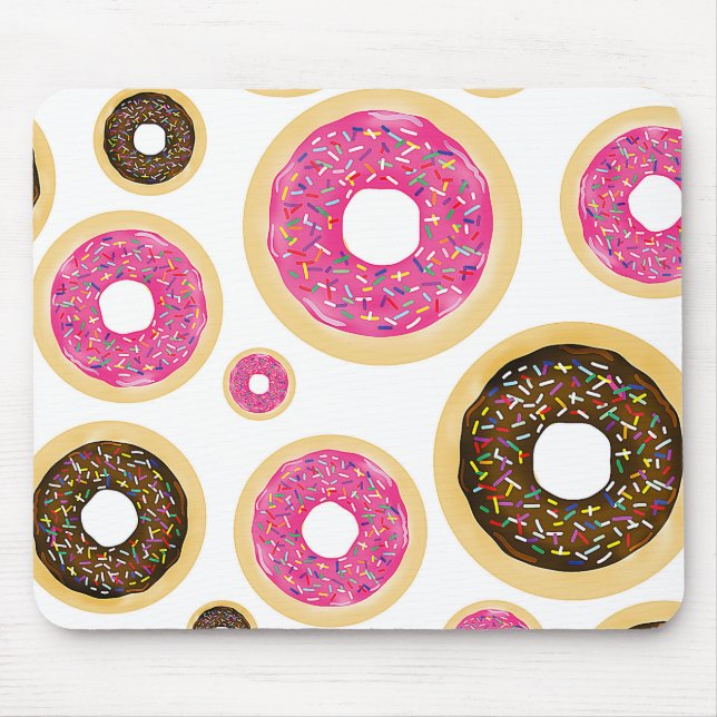 Mousepad Donuts Modernos Divertidos Rosados e Marrons com C (Frente)