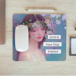 Mousepad Donzela Angelical e Citação Inspiradora Etérea