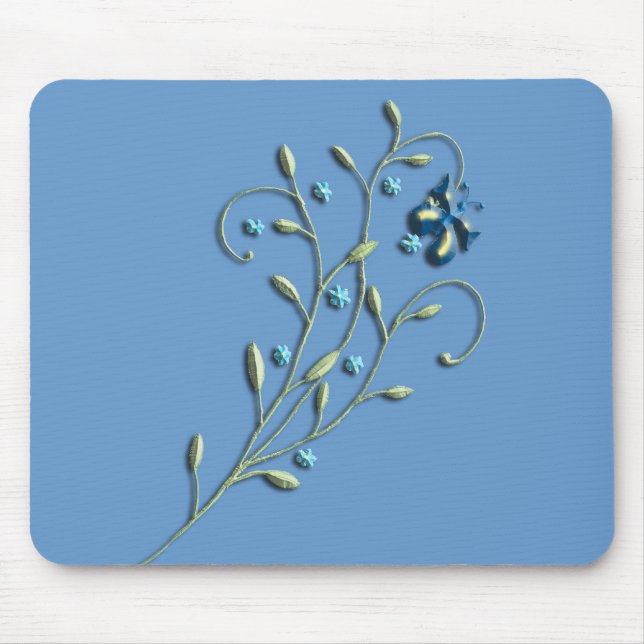 Mousepad Doodle bonito da margarida azul & da borboleta (Frente)