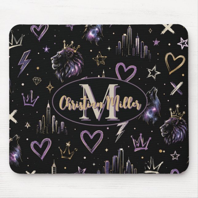 Mousepad Doodle Cósmico Personalizado de Grafite Urbana (Frente)