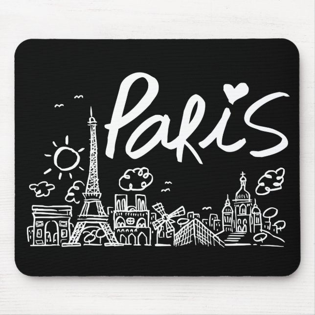 Mousepad Doodle da cidade de Paris (Frente)