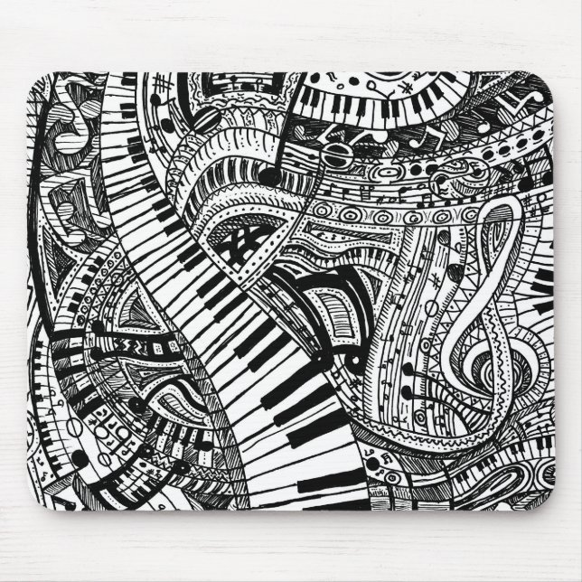 Mousepad Doodle da música clássica com teclado de piano (Frente)