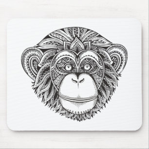 Mousepad Doodle de Illustartion do macaco
