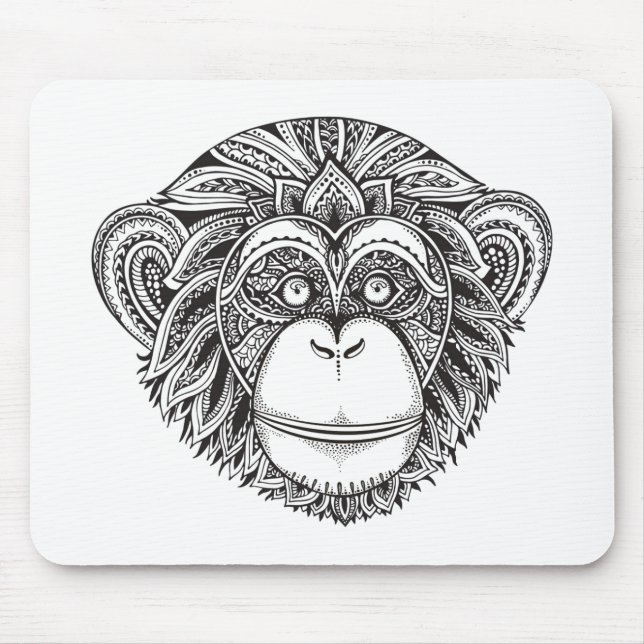 Mousepad Doodle de Illustartion do macaco (Frente)