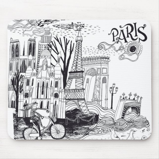 Mousepad Doodle de Paris France (Frente)
