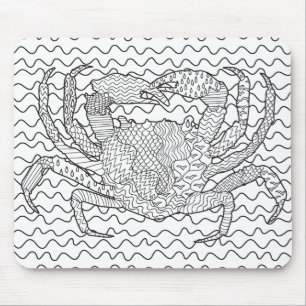 Mousepad Doodle detalhado do caranguejo do mar