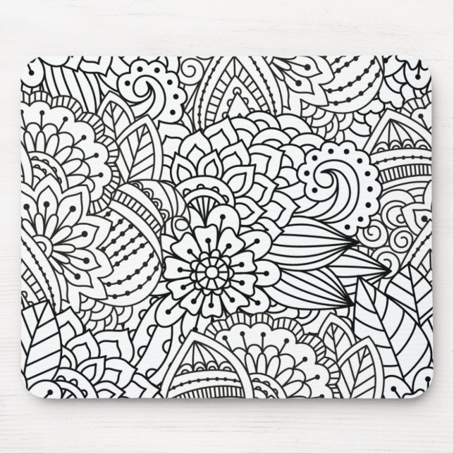 Mousepad Doodle do design da flor (Frente)
