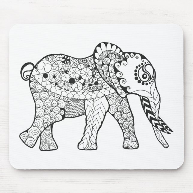 Mousepad Doodle do elefante (Frente)