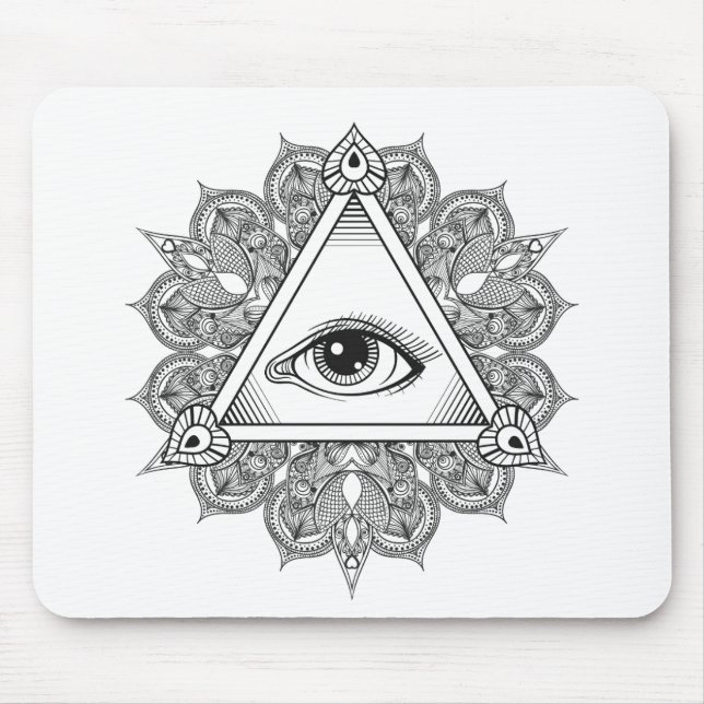 Mousepad Doodle do símbolo da pirâmide do olho (Frente)