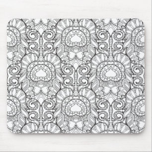 Mousepad Doodle do teste padrão da pena do pavão