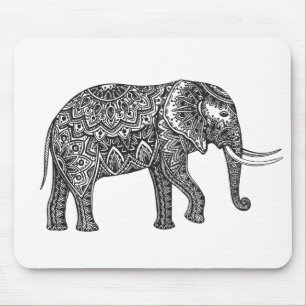 Mousepad Doodle estilizado do elefante da fantasia