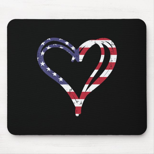 Mousepad Doodle Heart American Flag Memorial Day 4th Of (Frente)