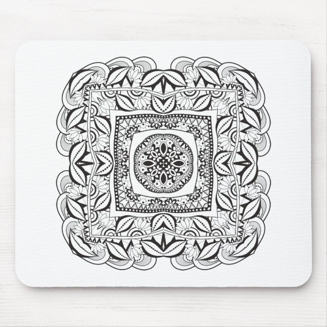 Mousepad Doodle quadrado decorativo bonito (Frente)