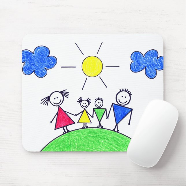 Mousepad Doodle Stick Family Na Terra Verde (Com mouse)