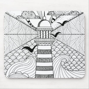 Mousepad Doodle tirado mão do farol