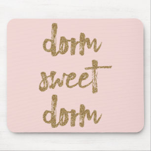 Mousepad Dorm Sweet Dorm Room Decor Blush Pink e Dourado