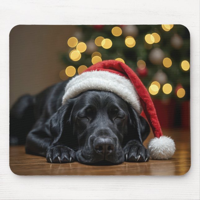 Mousepad Dormindo no Natal Black Labrador Retriever (Frente)