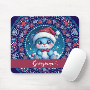 Mousepad Dot do Urso Kawaii Personalizado de Natal Mandala