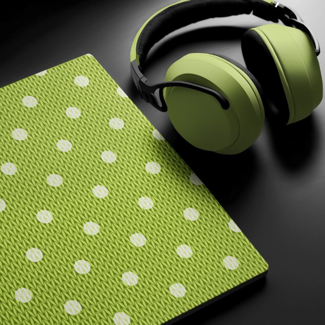 Mousepad Dotty Delight Green (A Dotty Delight Green Mouse Pad is on the desk. )