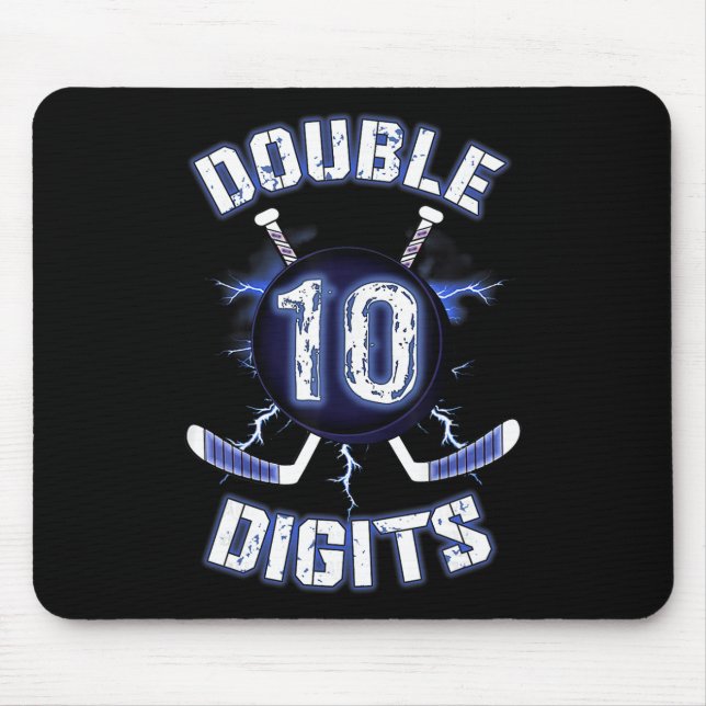 Mousepad Double Digits Birthday Decorations Ice Hockey 10th (Frente)