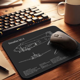 Mousepad Douglas DC-3 - PD Planos de desenho de projeto de 