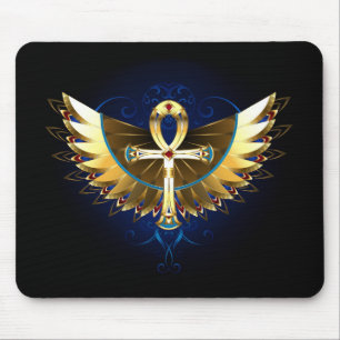 Mousepad Dourada Ankh com Asas