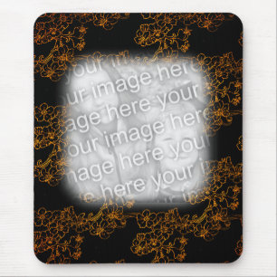 Mousepad Dourada Arte Floral Seu Quadro Fotográfico