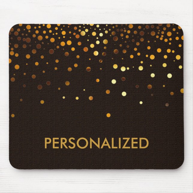 Mousepad Dourada branca, Confetti Faux personalizado (Frente)