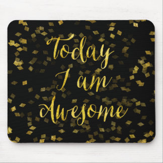 Mousepad Dourada citação Faux Foil Confetti Fundo