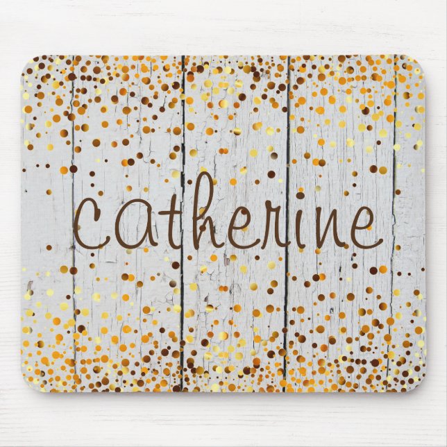 Mousepad Dourada Confetti Glitter Faux Foil Wooden Glitter (Frente)