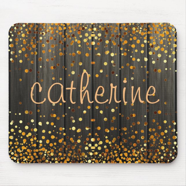 Mousepad Dourada Confetti Glitter Faux Foil Wooden Glitter (Frente)