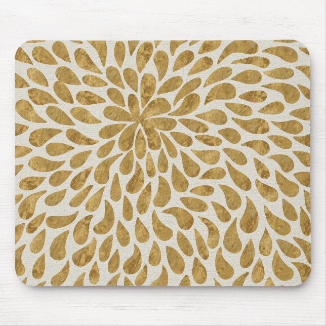 Mousepad Dourada Cor de Água Elegante Floral  Pintada À Mão (Frente)