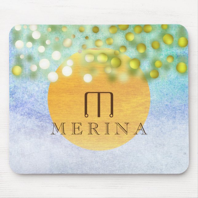 Mousepad Dourada Faux Foil Confetti Glitter Moon Personaliz (Frente)