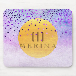 Mousepad Dourada Faux Foil Confetti Glitter Moon Personaliz