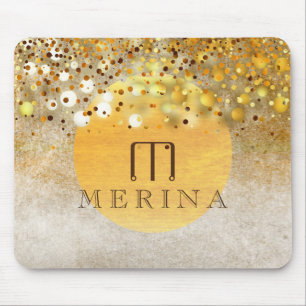 Mousepad Dourada Faux Foil Confetti Glitter Moon Personaliz