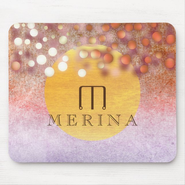 Mousepad Dourada Faux Foil Confetti Glitter Moon Personaliz (Frente)