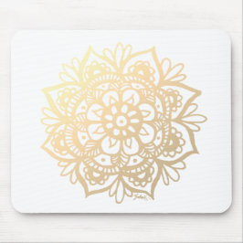 Mousepad Dourada Flor Mandala