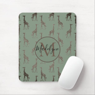 Mousepad Dourada Girafa em Sage Green