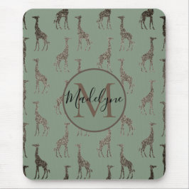 Mousepad Dourada Girafa em Sage Green